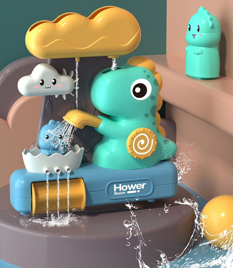 Kiddel 2 in 1 Dinosaurus waterglijbaan / waterval speelgoed voor in bad of onder de douche - Dinosaurus speelgoed voor badkamer - Kinderspeelgoed Speelset voor jongens en meisjes 3 jaar - Kiddeltoys