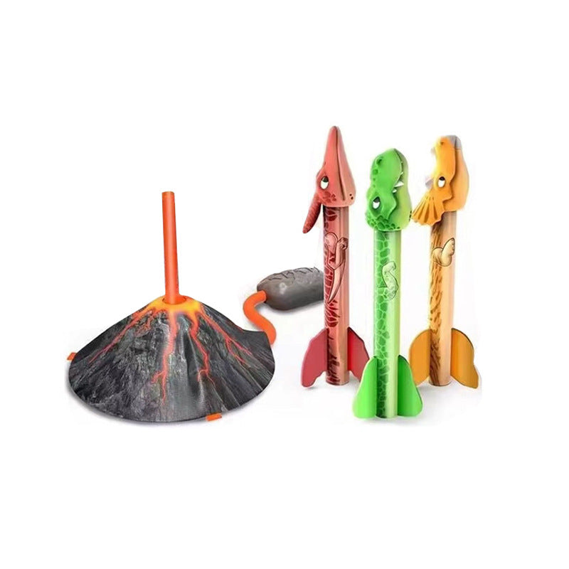 GT Dinosaurus Stamp Raket schieten - Inclusief 3 dinosaurussen - stamp rocket Speelset met Vulkaan Lanceerstation - Buitenspeelgoed Speelset voor Kinderen rage 2023 - Speelgoed 3 jaar 4 jaar - Kiddeltoys