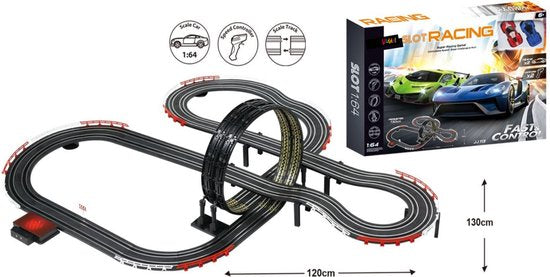 Kiddel XL Auto Racebaan – Elektrische Racebaan van 6 Meter met Looping, 2 Controllers & 2 Raceauto’s – Supersnelle Racetrack Bouwset – Speelgoed Kinderen vanaf 5 Jaar - Kiddeltoys