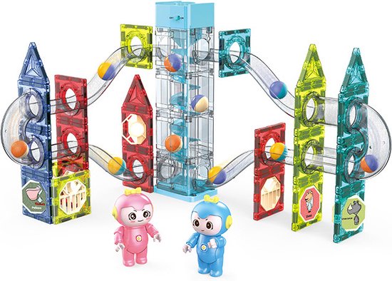 Kiddel Interactieve Magnetische Knikkerbaan - Uitbreidbare Educatieve bouwset / bouwpakket met Elektrische Lift - knikkers voor Kinderen speelgoed kinderspeelgoed 3 jaar 4 jaar cadeau - Kiddeltoys