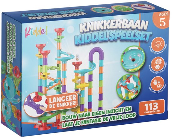 Kiddel XL knikkerbaan 113 stuks - Inclusief accessoires educatief interactief kinderspeelgoed met knikkers - Speelgoed jongens & meisjes 6 jaar STEM cadeau - Kiddeltoys