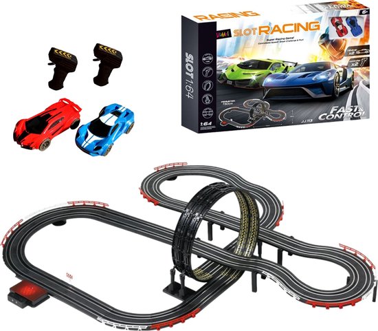 Kiddel XL Auto Racebaan – Elektrische Racebaan van 6 Meter met Looping, 2 Controllers & 2 Raceauto’s – Supersnelle Racetrack Bouwset – Speelgoed Kinderen vanaf 5 Jaar - Kiddeltoys