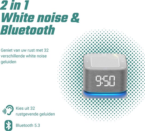 Kiddel 2-1 Alarm Wekkerradio Slaaptrainer met White Noise Geluiden en LED verlichting – Slaap trainer Voor Volwassenen en Kinderen -witte ruis digitale wekker - Kiddeltoys
