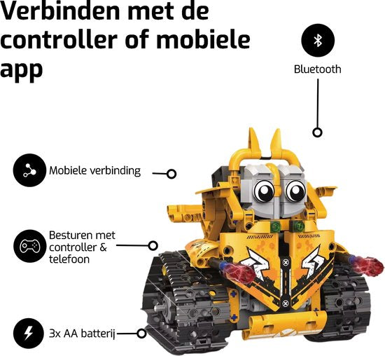 Kiddel Compacte 5-in-1 RC Bestuurbare Robot Bouwvoertuigen bouwpakket Set – 269 Onderdelen - Bouwpakket voor kinderen & volwassenen - Kinderspeelgoed vanaf 5 jaar - Kiddeltoys