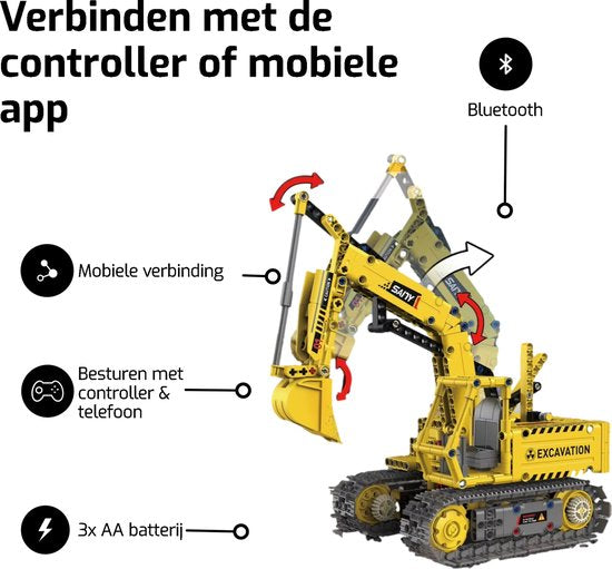 Kiddel XL 5 in 1 RC bestuurbare robot bouwpakket - bouwvoertuigen, vrachtwagen, bulldozer met 555 onderdelen - Bouwpakket voor kinderen en volwassenen educatief speelgoed - Kiddeltoys