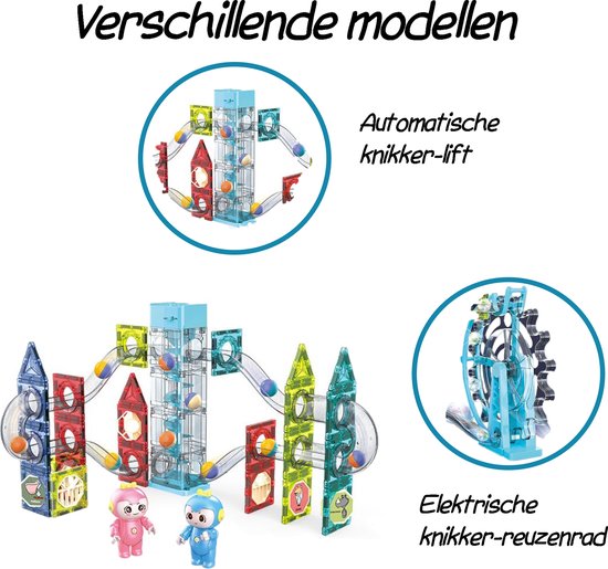 Kiddel Interactieve Magnetische Knikkerbaan - Uitbreidbare Educatieve bouwset / bouwpakket met Elektrische Lift - knikkers voor Kinderen speelgoed kinderspeelgoed 3 jaar 4 jaar cadeau - Kiddeltoys