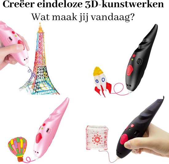 Kiddel 3D Printing Pen | Complete Starterset met 8 x 2 Meter Vulmateriaal | Creatief Speelgoed voor Kinderen vanaf 6 Jaar - Kiddeltoys