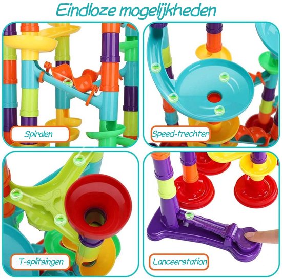 Kiddel XL knikkerbaan 113 stuks - Inclusief accessoires educatief interactief kinderspeelgoed met knikkers - Speelgoed jongens & meisjes 6 jaar STEM cadeau - Kiddeltoys