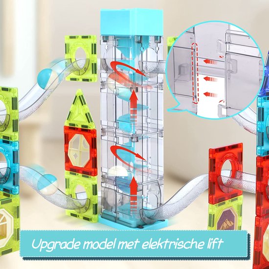 Kiddel Interactieve Magnetische Knikkerbaan - Uitbreidbare Educatieve bouwset / bouwpakket met Elektrische Lift - knikkers voor Kinderen speelgoed kinderspeelgoed 3 jaar 4 jaar cadeau - Kiddeltoys