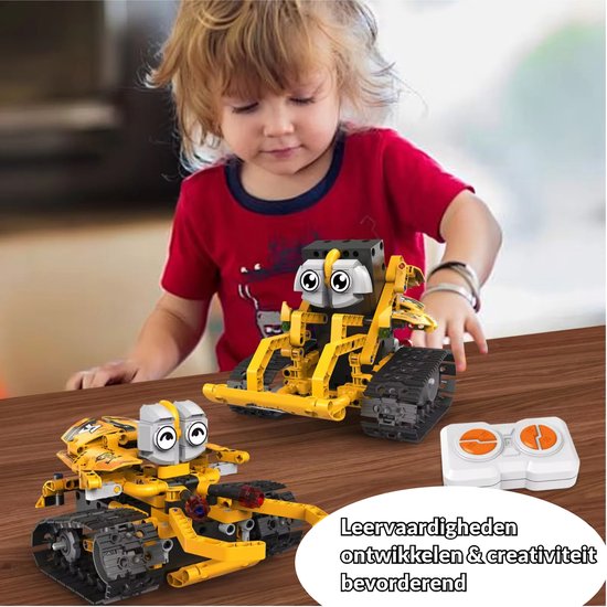 Kiddel Compacte 5-in-1 RC Bestuurbare Robot Bouwvoertuigen bouwpakket Set – 269 Onderdelen - Bouwpakket voor kinderen & volwassenen - Kinderspeelgoed vanaf 5 jaar - Kiddeltoys