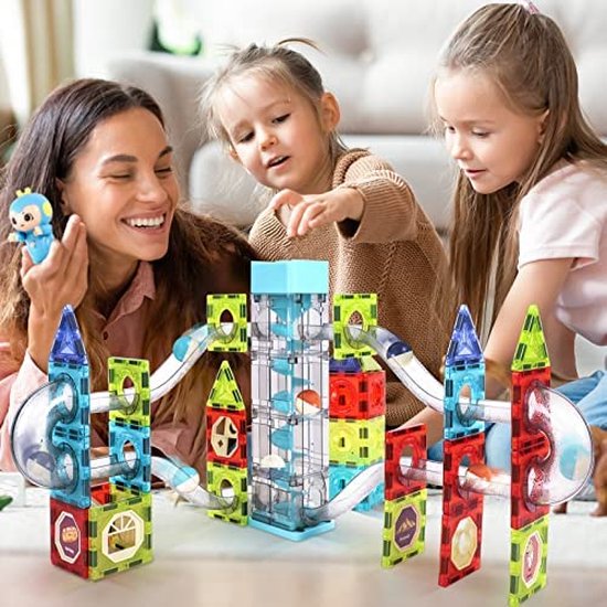 Kiddel Interactieve Magnetische Knikkerbaan - Uitbreidbare Educatieve bouwset / bouwpakket met Elektrische Lift - knikkers voor Kinderen speelgoed kinderspeelgoed 3 jaar 4 jaar cadeau - Kiddeltoys