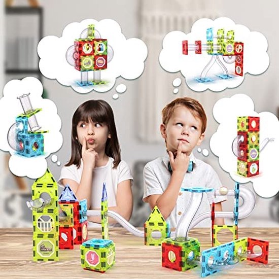 Kiddel Interactieve Magnetische Knikkerbaan - Uitbreidbare Educatieve bouwset / bouwpakket met Elektrische Lift - knikkers voor Kinderen speelgoed kinderspeelgoed 3 jaar 4 jaar cadeau - Kiddeltoys
