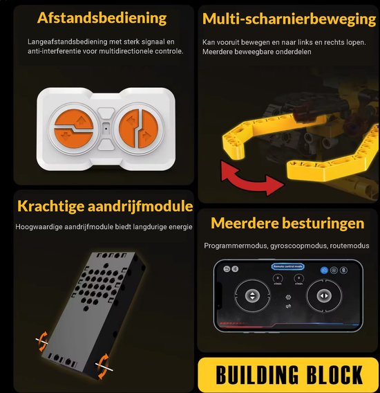 Kiddel 5 in 1 XL elektrische robot bouwpakket inclusief afstandsbediening & mobiele app. 593 onderdelen RC bestuurebare auto / robot bouwpakket volwassenen & kinderen educatief speelgoed - Kiddeltoys