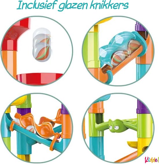 Kiddel XL knikkerbaan 113 stuks - Inclusief accessoires educatief interactief kinderspeelgoed met knikkers - Speelgoed jongens & meisjes 6 jaar STEM cadeau - Kiddeltoys