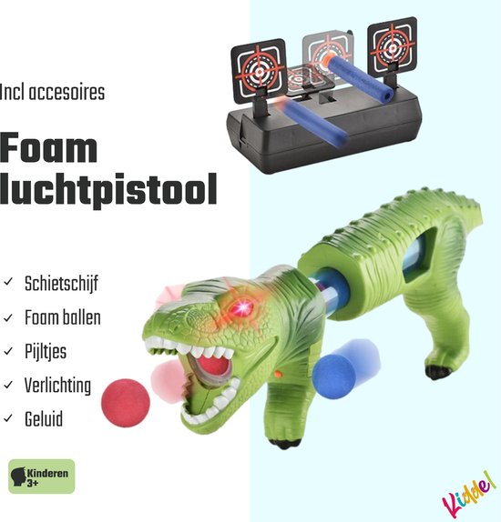 Dinosaurus Foam bal speelgoed pistool met geluid - Inclusief interactieve schietschijf - Kinderspeelgoed jongens & meisjes vanaf 3 jaar - Kinder speelgoed cadeau - Kiddeltoys