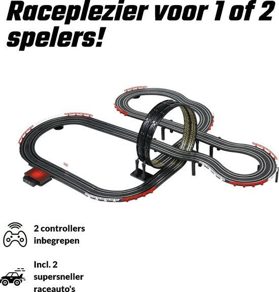 Kiddel XL Auto Racebaan – Elektrische Racebaan van 6 Meter met Looping, 2 Controllers & 2 Raceauto’s – Supersnelle Racetrack Bouwset – Speelgoed Kinderen vanaf 5 Jaar - Kiddeltoys