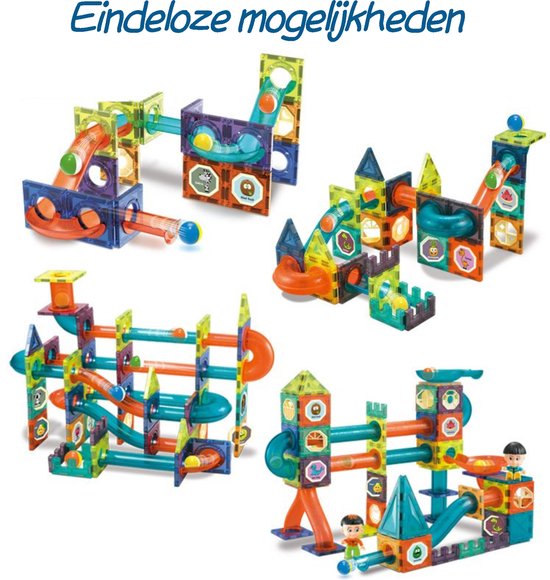 Kiddel XL Magnetische Knikkerbaan interactief DIY Bouwpakket volwassenen 96 stuks - Educatief Speelgoed montessori voor Kinderen kinderspeelgoed met knikkers - Magnetic Tiles - Constructie Speelgoed - Magnetische Tegels - Montessori Speelgoed - Kiddeltoys