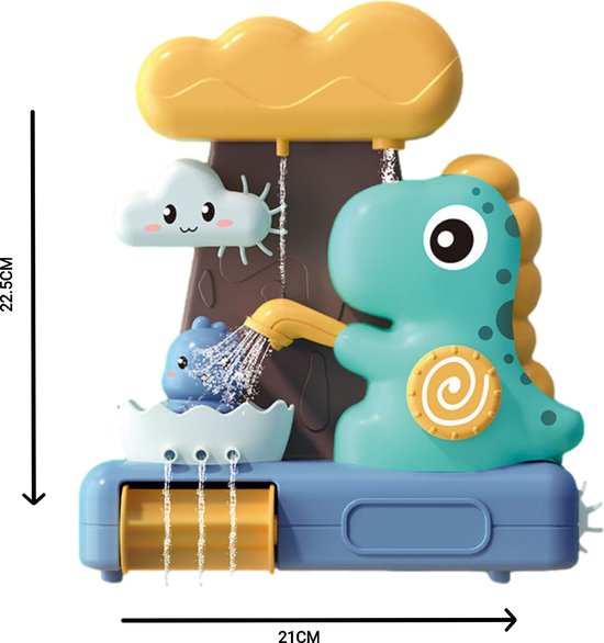 Kiddel 2-in-1 Dinosaurus Waterglijbaan & Waterval – Educatief Bad- & Douchespeelgoed voor Kinderen – Interactief Badspeelgoed vanaf 3 Jaar – Met Zuignappen & Bewegende Onderdelen - Kiddeltoys