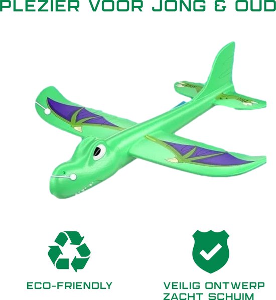 Kiddel 3-in-1 Vliegtuig Launcher Set – Foam Dinosaurus Vliegtuigen met Pistool – Kinderspeelgoed voor Buiten vanaf 4 Jaar – Veilig & Actief Buitenspeelgoed - Kiddeltoys