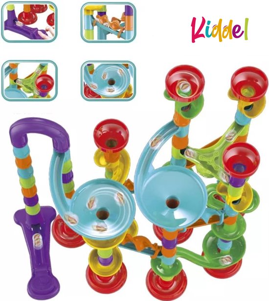 Kiddel XL knikkerbaan 113 stuks - Inclusief accessoires educatief interactief kinderspeelgoed met knikkers - Speelgoed jongens & meisjes 6 jaar STEM cadeau - Kiddeltoys