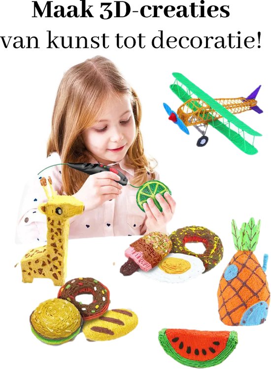 Kiddel 3D Printing Pen | Complete Starterset met 8 x 2 Meter Vulmateriaal | Creatief Speelgoed voor Kinderen vanaf 6 Jaar - Kiddeltoys