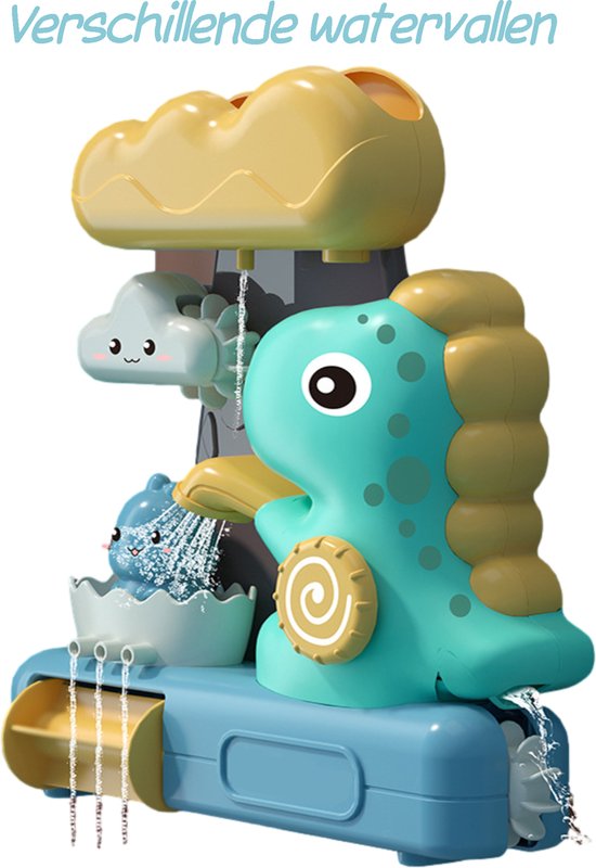 Kiddel 2-in-1 Dinosaurus Waterglijbaan & Waterval – Educatief Bad- & Douchespeelgoed voor Kinderen – Interactief Badspeelgoed vanaf 3 Jaar – Met Zuignappen & Bewegende Onderdelen - Kiddeltoys