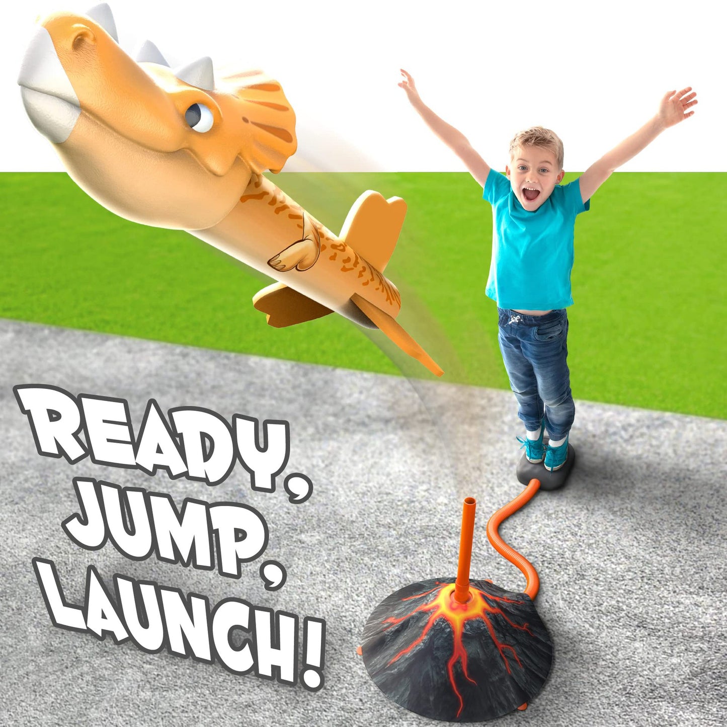 GT Dinosaurus Stamp Raket schieten - Inclusief 3 dinosaurussen - stamp rocket Speelset met Vulkaan Lanceerstation - Buitenspeelgoed Speelset voor Kinderen rage 2023 - Speelgoed 3 jaar 4 jaar - Kiddeltoys