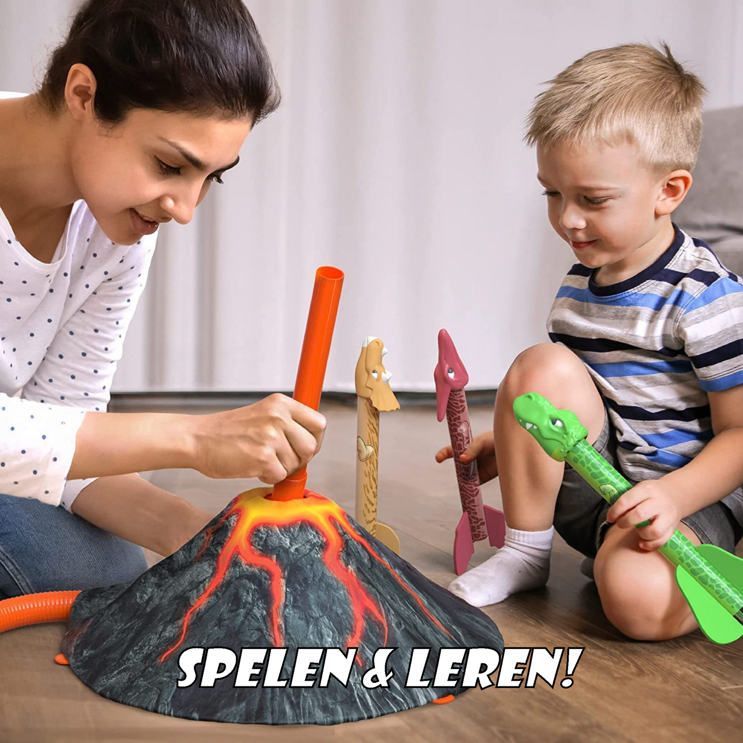GT Dinosaurus Stamp Raket schieten - Inclusief 3 dinosaurussen - stamp rocket Speelset met Vulkaan Lanceerstation - Buitenspeelgoed Speelset voor Kinderen rage 2023 - Speelgoed 3 jaar 4 jaar - Kiddeltoys