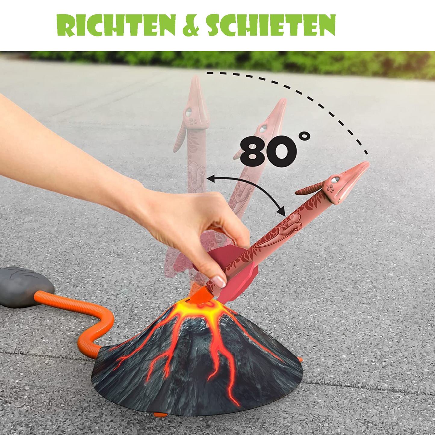 GT Dinosaurus Stamp Raket schieten - Inclusief 3 dinosaurussen - stamp rocket Speelset met Vulkaan Lanceerstation - Buitenspeelgoed Speelset voor Kinderen rage 2023 - Speelgoed 3 jaar 4 jaar - Kiddeltoys