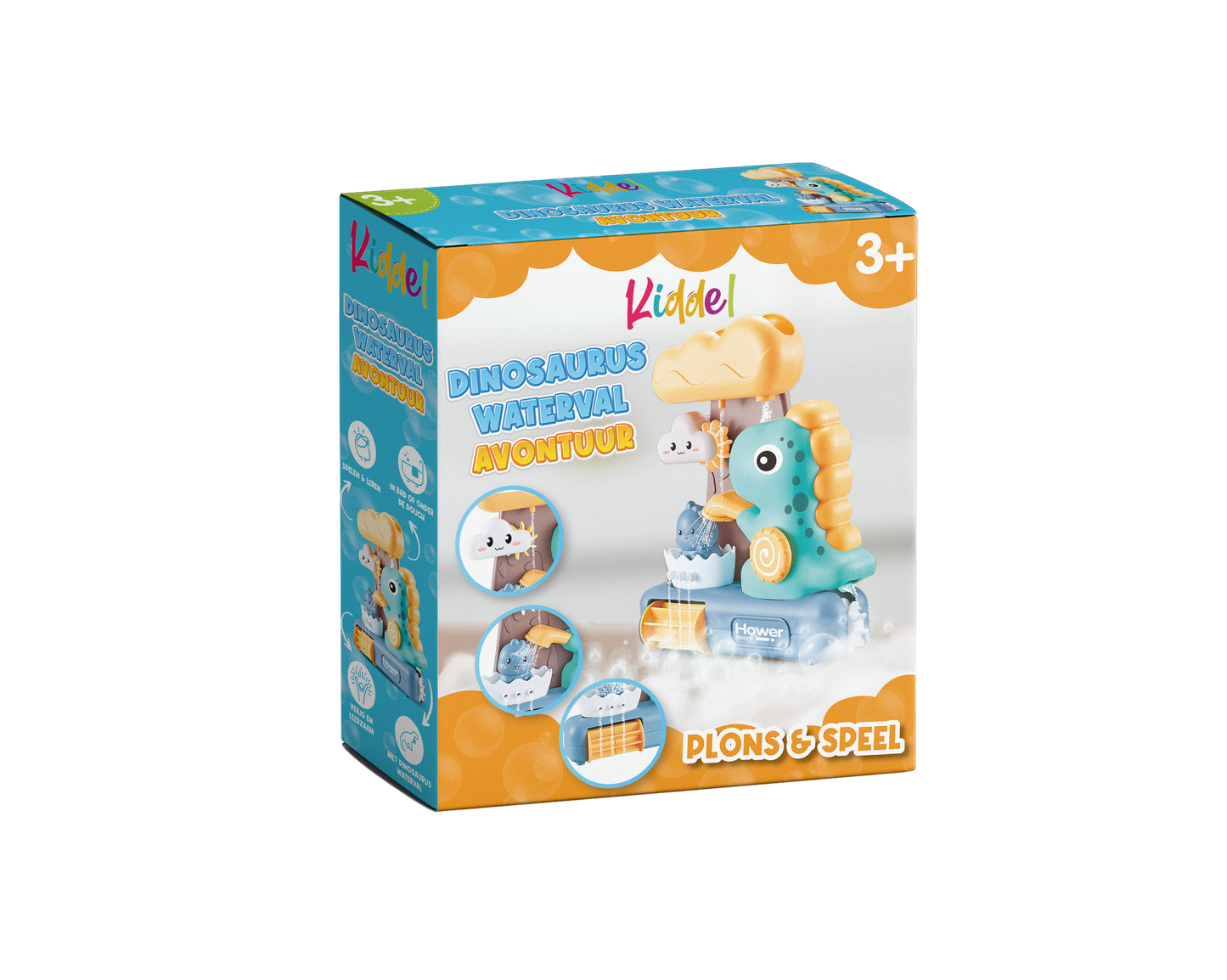 Kiddel 2 in 1 Dinosaurus waterglijbaan / waterval speelgoed voor in bad of onder de douche - Dinosaurus speelgoed voor badkamer - Kinderspeelgoed Speelset voor jongens en meisjes 3 jaar - Kiddeltoys