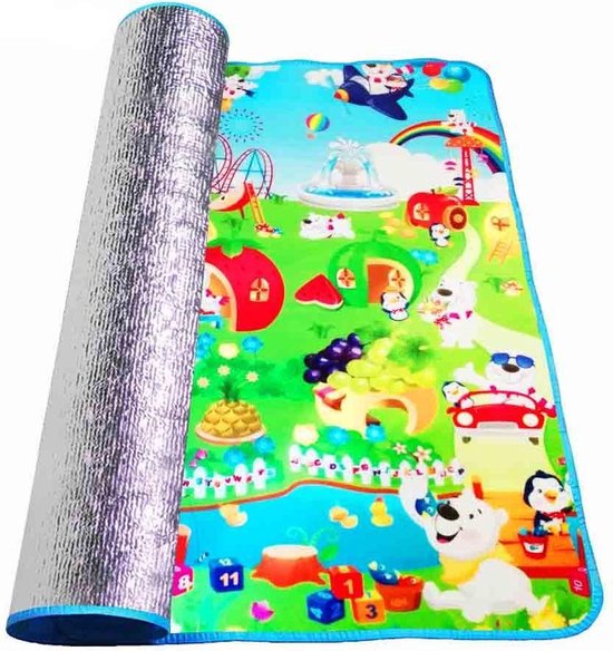 Grote XL Speelmat 180 x 145 speel kleed Vloerkleed - speeltapijt kinderen - Groot Baby & Kindervoerkleed - Dieren Kleed Jongens & Meisjes speelkleed kinderen- Binnen & Buiten | waterafstotend speel babygym - Kiddeltoys