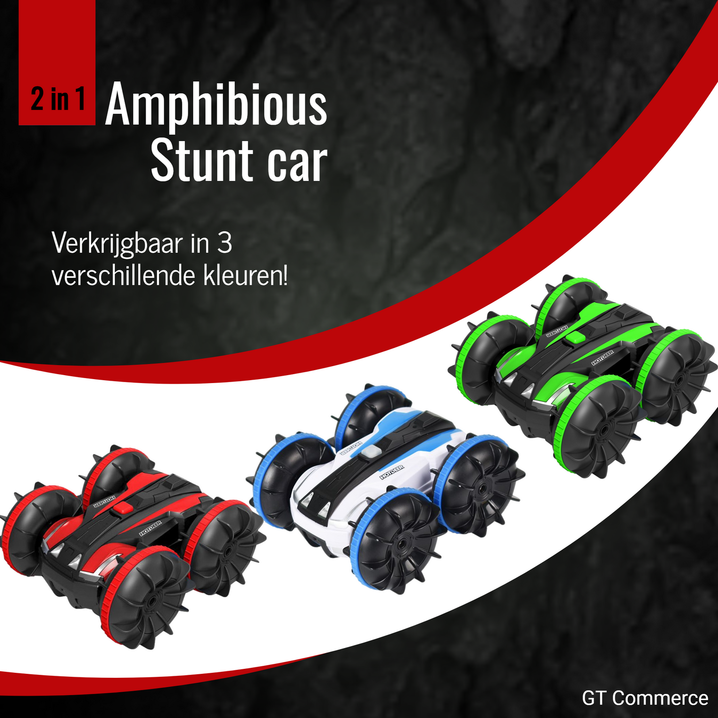 RC Bestuurbare auto / boot - Geschikt voor offroad, water & sneeuw groen - Kinderen / Volwassenen speelgoed stunt RC car / stuntauto 2021 TikTok - Kiddeltoys
