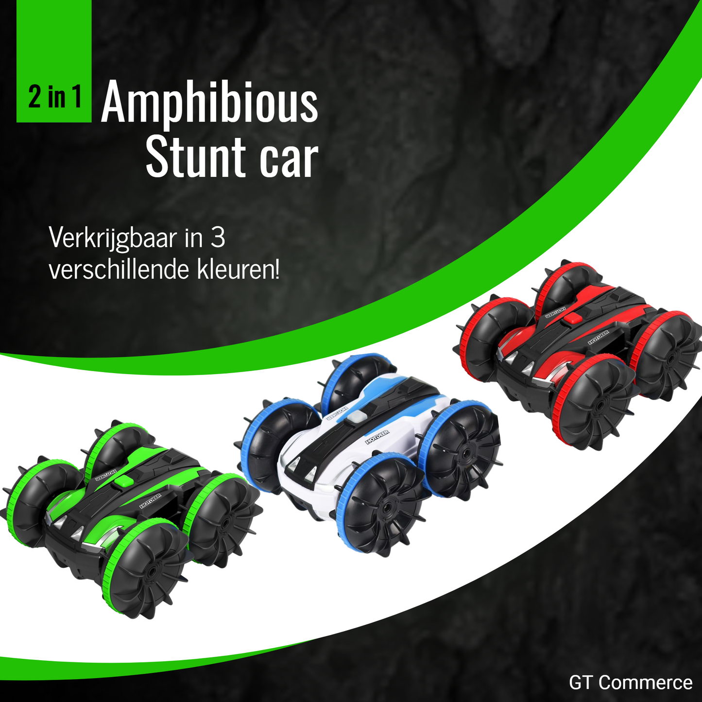 RC Bestuurbare auto / boot - Geschikt voor offroad, water & sneeuw groen - Kinderen / Volwassenen speelgoed stunt RC car / stuntauto 2021 TikTok - Kiddeltoys