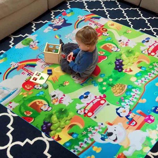 Grote XL Speelmat 180 x 145 speel kleed Vloerkleed - speeltapijt kinderen - Groot Baby & Kindervoerkleed - Dieren Kleed Jongens & Meisjes speelkleed kinderen- Binnen & Buiten | waterafstotend speel babygym - Kiddeltoys