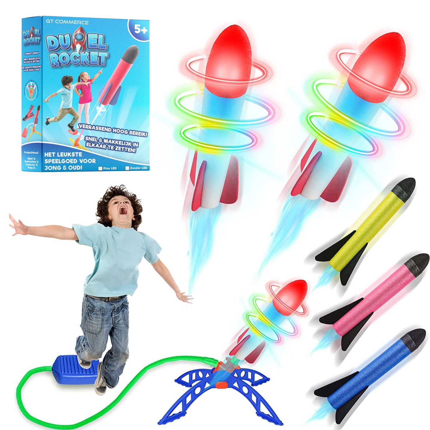GT Stamp Rocket buitenspeelgoed met LED voor kinderen - Inclusief 3 raketten - Zomer Speelgoed voor jongens / meisjes - Nieuwste rage 2022 zomer zwembad speelgoed verjaardag - Kiddeltoys