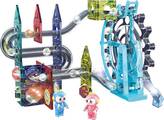 Kiddel Magnetische Knikkerbaan met Elektrisch Reuzenrad - Magnetic Tiles - Constructie Speelgoed - Magnetische Tegels - Montessori Speelgoed - Kiddeltoys