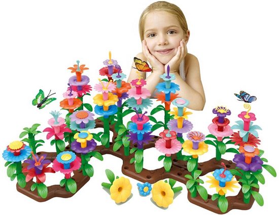 Kiddel XXL Bloemen Bouwset 148 Onderdelen – Educatief Constructiespeelgoed voor Meisjes & Jongens vanaf 3 Jaar – Montessori Speelgoed voor Binnen & Buiten - Kiddeltoys