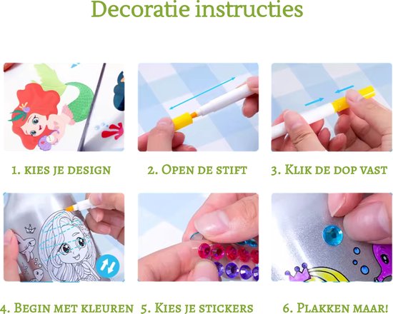 Kiddel Dinosaurus DIY Waterfles Kind – Inkleurbare Drinkfles met Stiften & Stickers – Creatieve BPA-vrije RVS Fles – Herbruikbaar Knutselcadeau voor Jongens & Meisjes vanaf 3 Jaar - Kiddeltoys
