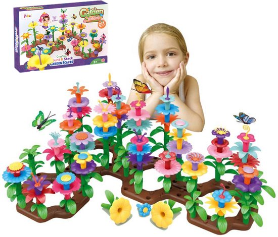 Kiddel XXL Bloemen Bouwset 148 Onderdelen – Educatief Constructiespeelgoed voor Meisjes & Jongens vanaf 3 Jaar – Montessori Speelgoed voor Binnen & Buiten - Kiddeltoys