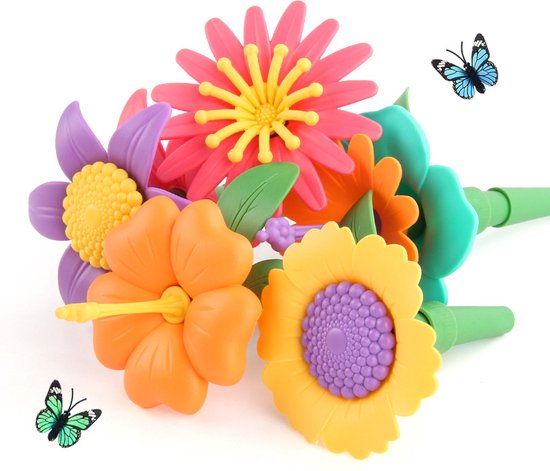 Kiddel XXL Bloemen Bouwset 148 Onderdelen – Educatief Constructiespeelgoed voor Meisjes & Jongens vanaf 3 Jaar – Montessori Speelgoed voor Binnen & Buiten - Kiddeltoys