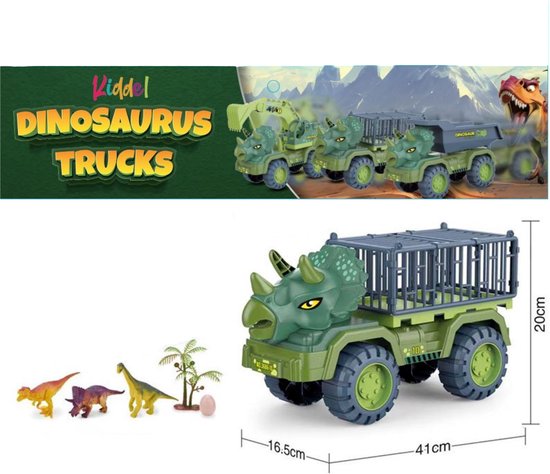 Kiddel XL Dinosaurus auto truck met kooi inclusief dinosaurussen - Dinosaurus speelgoed kinderen - Kinderspeelgoed dino Zomer buitenspeelgoed 3 jaar 4 jaar cadeau - Kiddeltoys