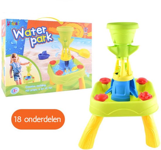 Kiddel 2-in-1 Watertafel & Zandtafel – Educatief Speelgoed voor Binnen & Buiten – Speeltafel met 18 Accessoires – Zomers Kinderspeelgoed voor Jongens & Meisjes vanaf 3 Jaar - Kiddeltoys