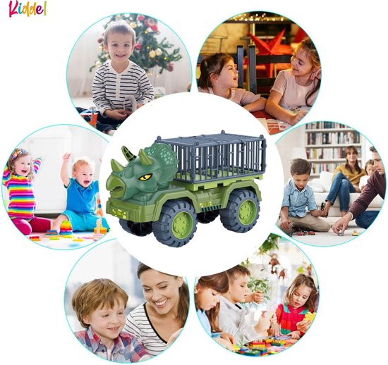 Kiddel XL Dinosaurus auto truck met kooi inclusief dinosaurussen - Dinosaurus speelgoed kinderen - Kinderspeelgoed dino Zomer buitenspeelgoed 3 jaar 4 jaar cadeau - Kiddeltoys