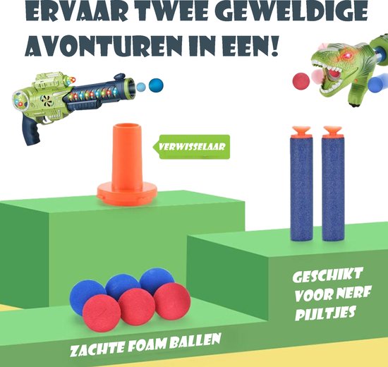 Dinosaurus Foam bal speelgoed pistool met geluid - Inclusief interactieve schietschijf - Kinderspeelgoed jongens & meisjes vanaf 3 jaar - Kinder speelgoed cadeau - Kiddeltoys