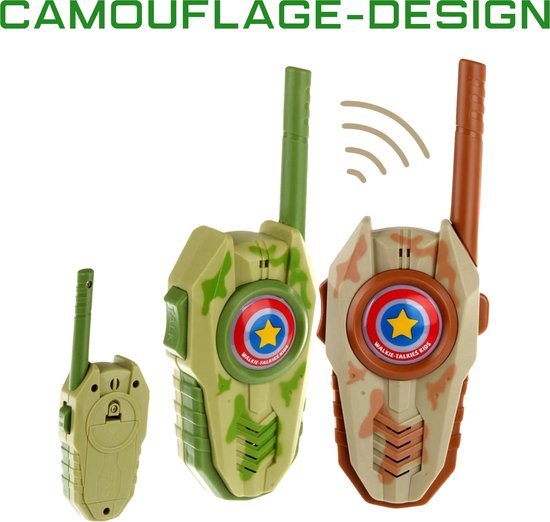 Kiddel Walkie Talkie Set Kinderen – 2025 Model met Camouflage Design – Bereik tot 600 Meter – 2 Stuks Speelgoed Walkietalkies – Buitenspeelgoed voor Jongens & Meisjes vanaf 3 Jaar - Kiddeltoys