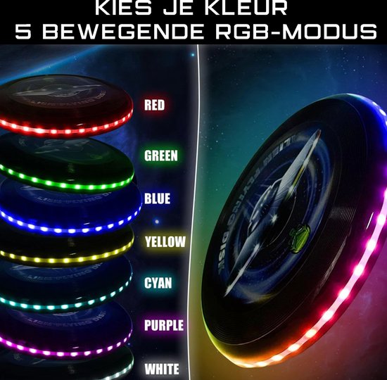 Kiddel LED Frisbee Kind – USB Oplaadbaar Buitenspeelgoed met 12 Lichtstanden – Waterproof Glow-in-the-Dark Frisbee vanaf 5 Jaar – 2025 Innovatie - Kiddeltoys