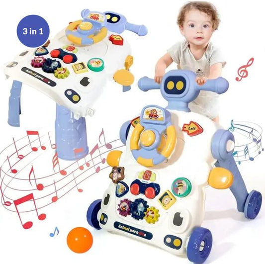 Kiddel 3-in-1 Activiteitentafel & Walker – Educatief Speelcentrum vanaf 3 Jaar – Interactief Kinderspeelgoed met Licht, Geluid & Beweging – 2025 Model - Kiddeltoys