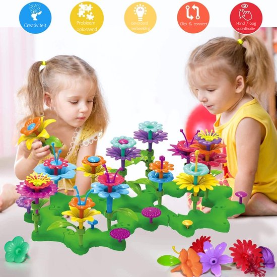 Kiddel XXL Bloemen Bouwset 148 Onderdelen – Educatief Constructiespeelgoed voor Meisjes & Jongens vanaf 3 Jaar – Montessori Speelgoed voor Binnen & Buiten - Kiddeltoys