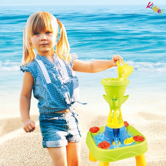 Kiddel 2-in-1 Watertafel & Zandtafel – Educatief Speelgoed voor Binnen & Buiten – Speeltafel met 18 Accessoires – Zomers Kinderspeelgoed voor Jongens & Meisjes vanaf 3 Jaar - Kiddeltoys