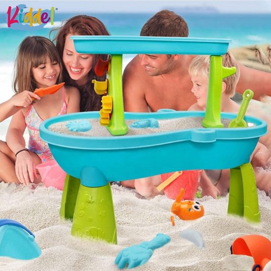 Kiddel 3-in-1 Watertafel, Zandtafel & Speeltafel – Inclusief Accessoires – Educatief Buitenspeelgoed voor Kinderen – Zomer Speelgoed voor Jongens & Meisjes vanaf 3 Jaar - Kiddeltoys